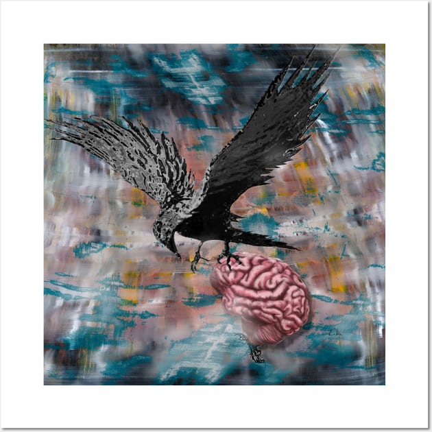 Bird Brain Ravens Abstract Art Wall Art by Dual Rogue